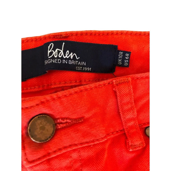 BODEN Red Cambridge Ankle Skimmer Cotton Jeans Size 6 - Picture 5 of 8
